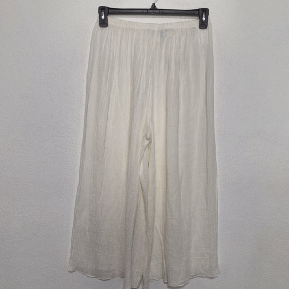 Hanky Panky Ltd White Vintage Coquette Wide Leg High Rise Pajama Pants Size L